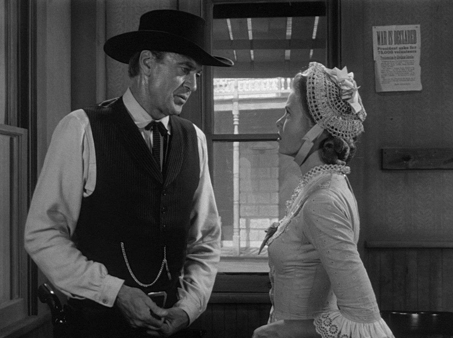 Gary Cooper on Main Street in High Noon, filmed in Columbia, 1952